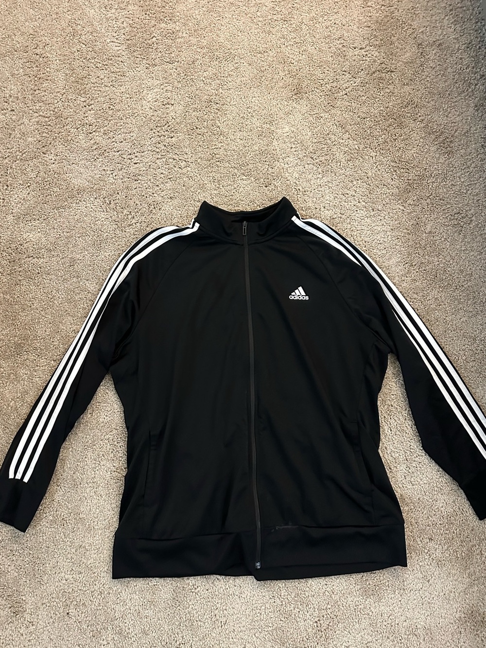 adidas Black Jacket with White Trim and Logo
